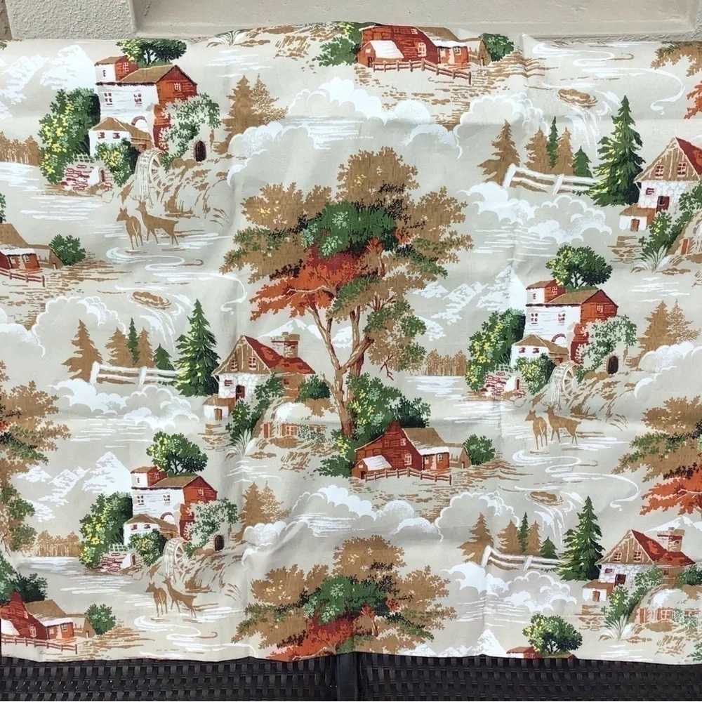 Farmhouse Vinyl Curtain Panels SET OF 2 Rustic Rod Pocket 35x33 Cabin RV Vintage
